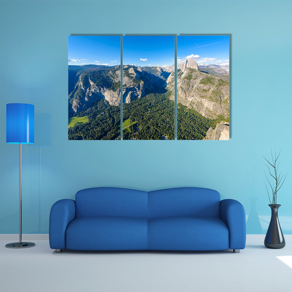Half Dome rock and Valley from Glacier Point multi panel canvas wall art