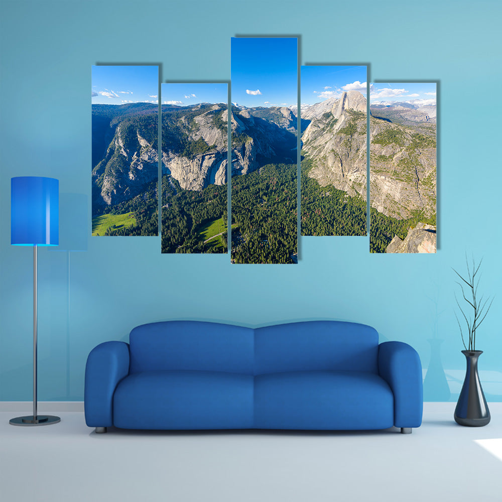 Half Dome rock and Valley from Glacier Point multi panel canvas wall art