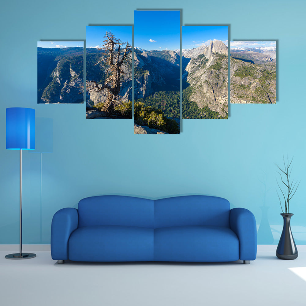 Half Dome rock and Valley from Glacier Point multi panel canvas wall art