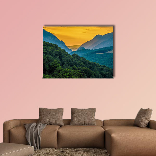 Beautiful landscape of Montenegro, sea and mountains Panorama Multi panel canvas wall art