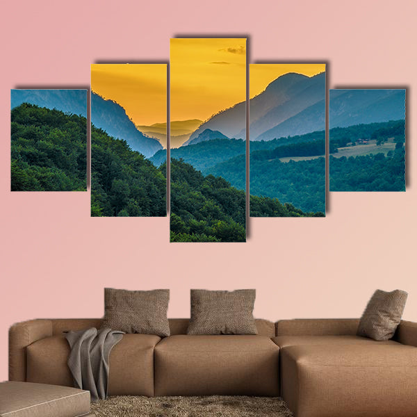 Beautiful landscape of Montenegro, sea and mountains Panorama Multi panel canvas wall art