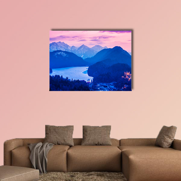Hohenschwangau Castle at night in the Bavarian Alps of Germany wall art