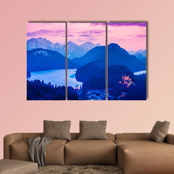 Hohenschwangau Castle at night in the Bavarian Alps of Germany wall art