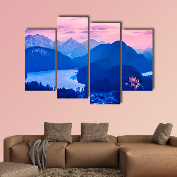 Hohenschwangau Castle at night in the Bavarian Alps of Germany wall art
