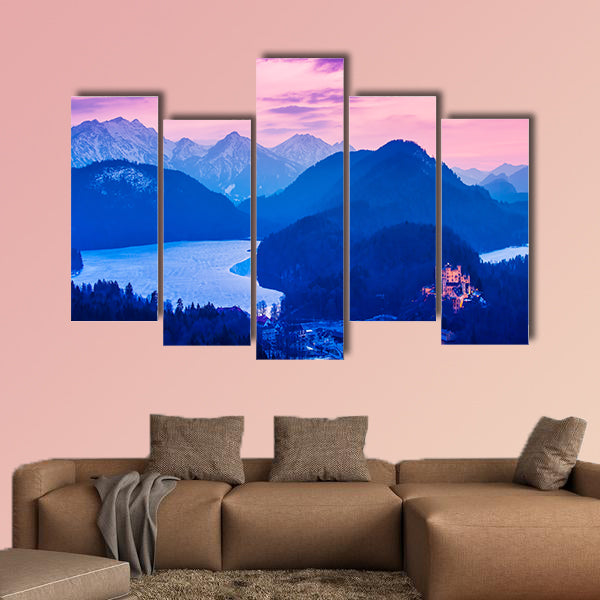 Hohenschwangau Castle at night in the Bavarian Alps of Germany wall art