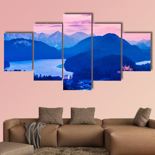 Hohenschwangau Castle at night in the Bavarian Alps of Germany wall art