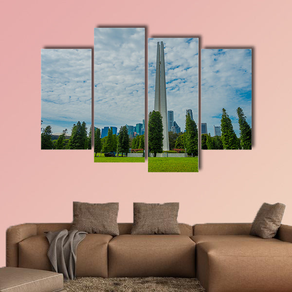 Outdoor view of white tower structure located in a park in Singapore multi panel canvas wall art