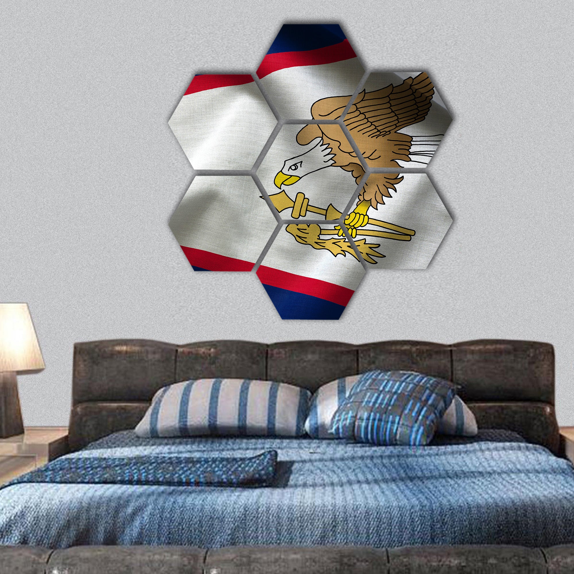 Flag of American Samoa hexagonal canvas wall art