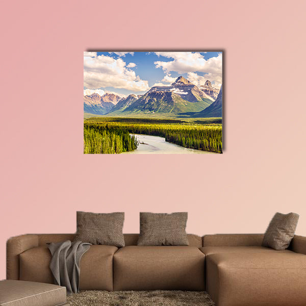 Beautiful landscape of Rockies mountain and Athabasca river wall art