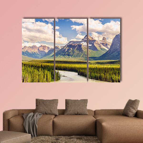 Beautiful landscape of Rockies mountain and Athabasca river wall art