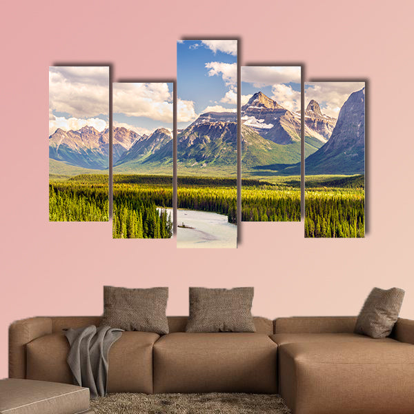 Beautiful landscape of Rockies mountain and Athabasca river wall art