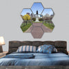 George Washington statue in the Boston hexagonal canvas wall art