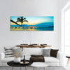 Silhouette sunset with boat on sea beach seascape Panoramic canvas Wall Art