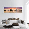 Silhouette sunset with boat on sea beach, seascape Panoramic canvas Wall Art