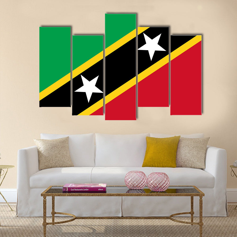 Saint Kitts and Nevis flag vector. Caribbean state flag Multi panel canvas wall art
