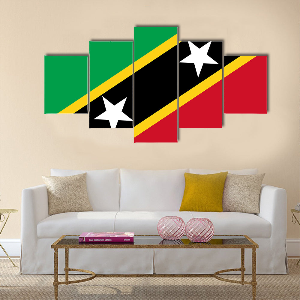 Saint Kitts and Nevis flag vector. Caribbean state flag Multi panel canvas wall art