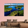 Aerial view of blue lakes and green forests  multi panel canvas wall art