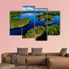 Aerial view of blue lakes and green forests  multi panel canvas wall art