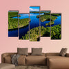 Aerial view of blue lakes and green forests  multi panel canvas wall art