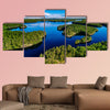 Aerial view of blue lakes and green forests  multi panel canvas wall art