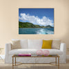 View of the coastline from the sea with the wake of the boat Caribbean Multi panel canvas wall art