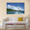 View of the coastline from the sea with the wake of the boat Caribbean Multi panel canvas wall art