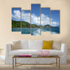 View of the coastline from the sea with the wake of the boat Caribbean Multi panel canvas wall art