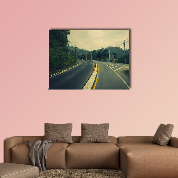 Road up the mountain with dangerous curves multi panel canvas wall art