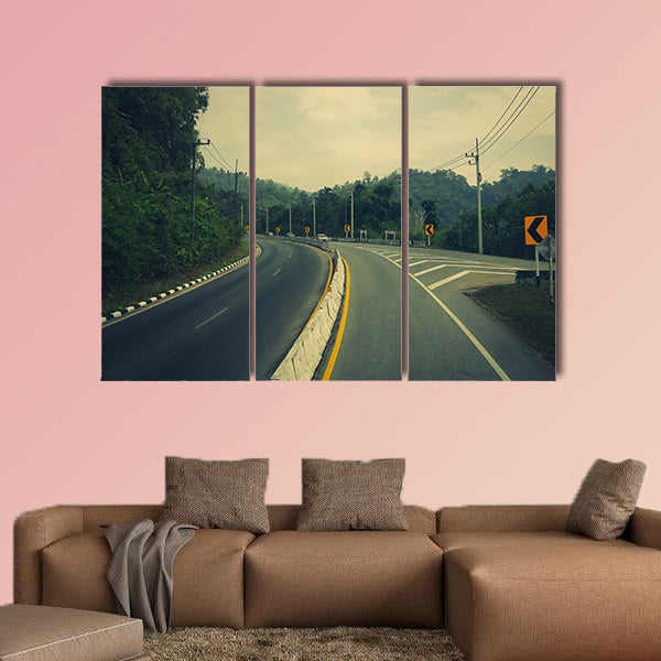 Road up the mountain with dangerous curves multi panel canvas wall art