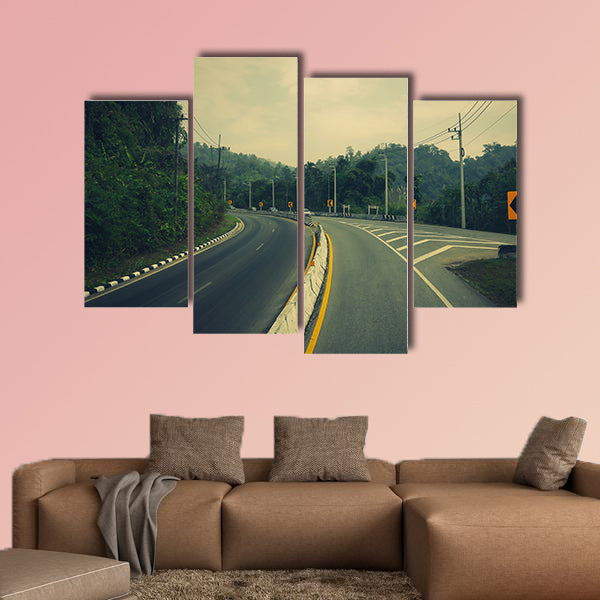 Road up the mountain with dangerous curves multi panel canvas wall art