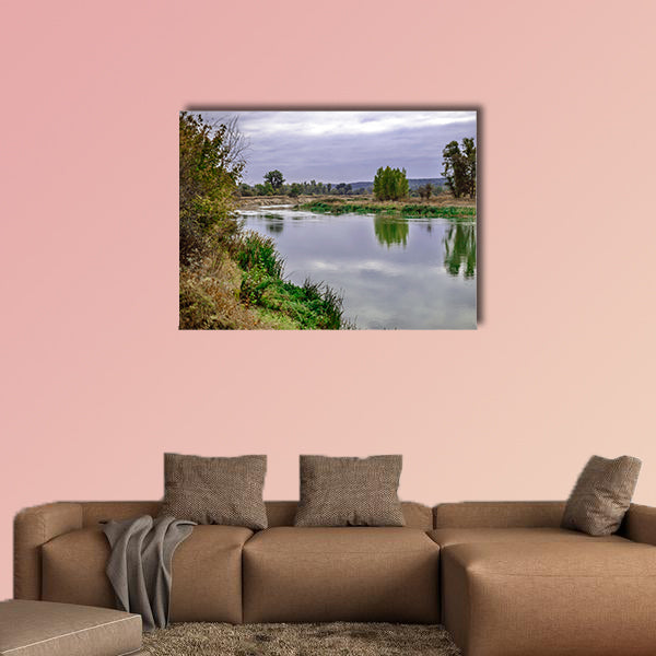  Beautiful autumn forest at the rivers coast, Ukraine multi panel canvas wall art