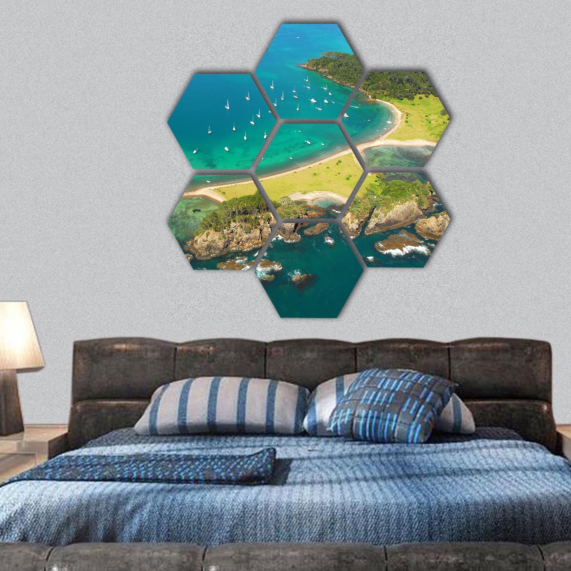 Roberton Island - Bay of Islands, New Zealand hexagonal canvas wall art