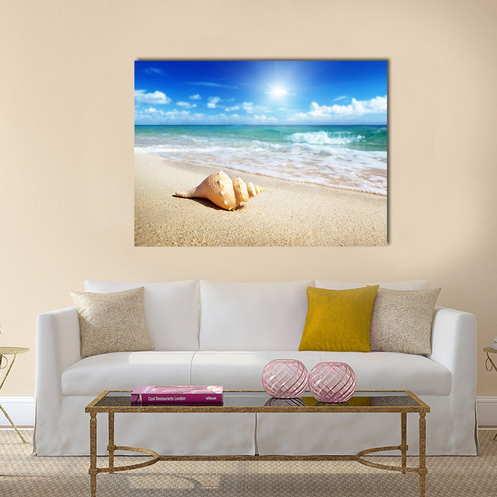 Seashell on the beach Multi Panel Canvas Wall Art Multi Panel Canvas Wall Art