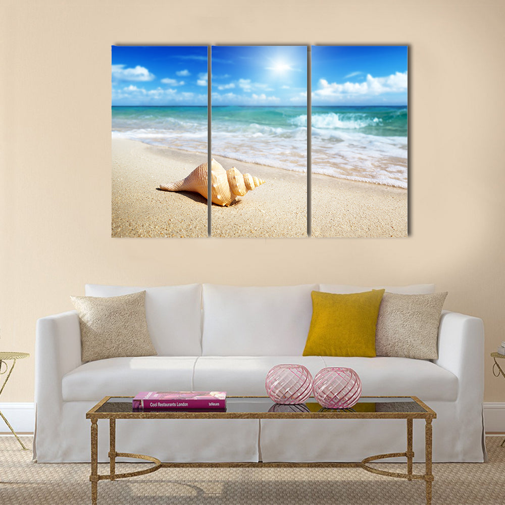 Seashell on the beach Multi Panel Canvas Wall Art Multi Panel Canvas Wall Art