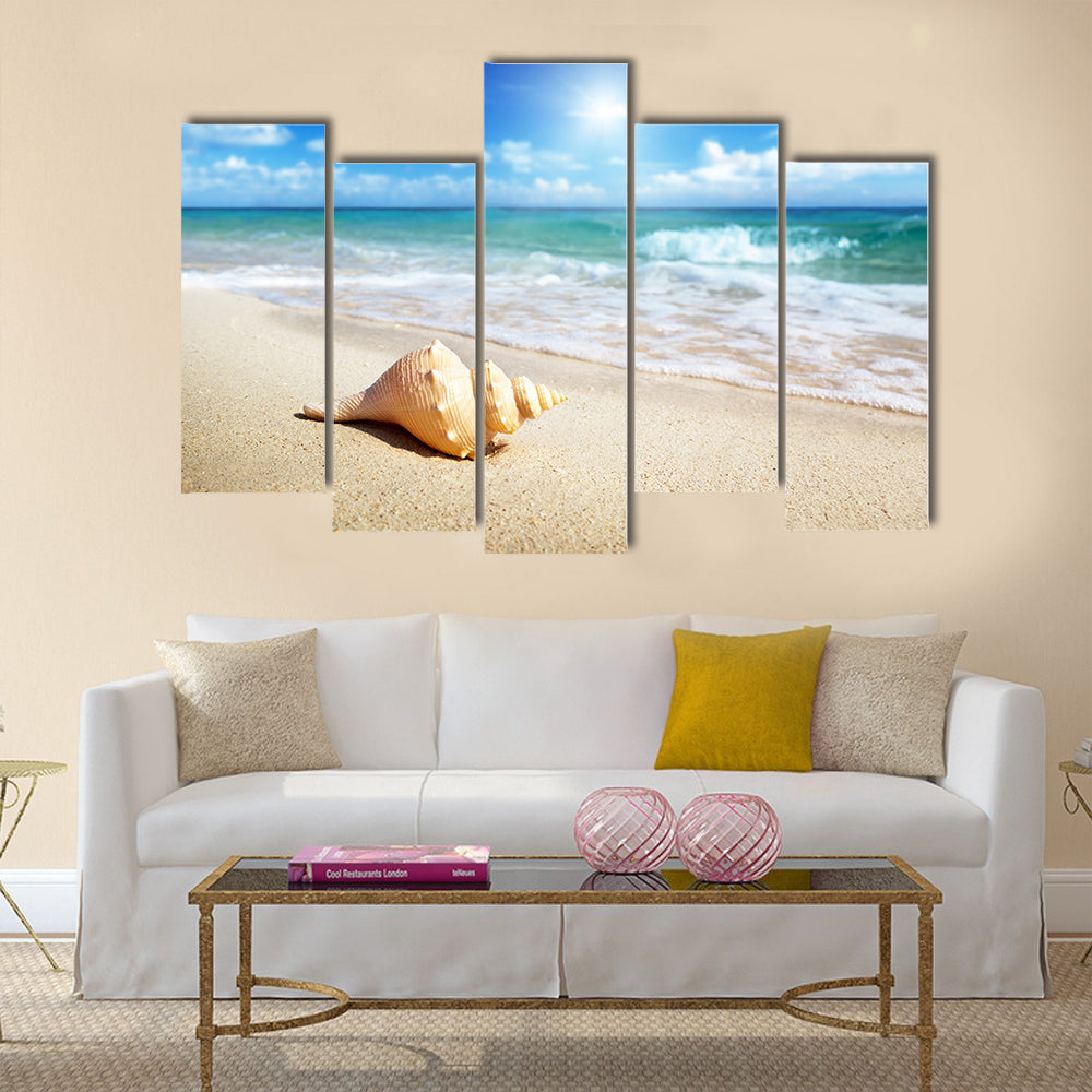 Seashell on the beach Multi Panel Canvas Wall Art Multi Panel Canvas Wall Art