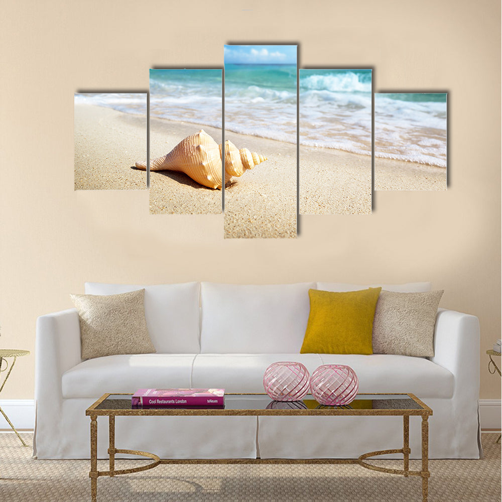 Seashell on the beach Multi Panel Canvas Wall Art Multi Panel Canvas Wall Art
