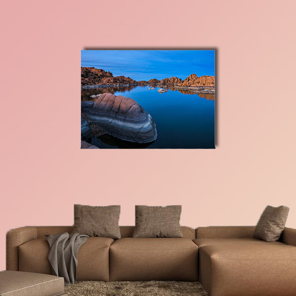 Sunset above Watson Lake in Prescott, Arizona multi panel canvas wall art