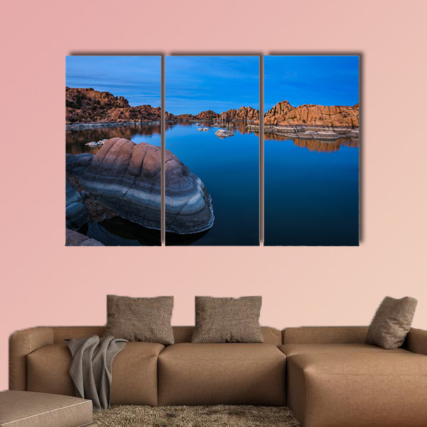 Sunset above Watson Lake in Prescott, Arizona multi panel canvas wall art