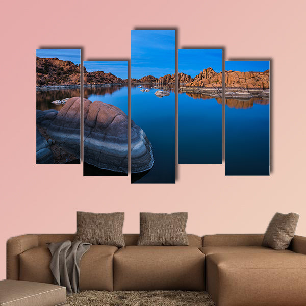 Sunset above Watson Lake in Prescott, Arizona multi panel canvas wall art