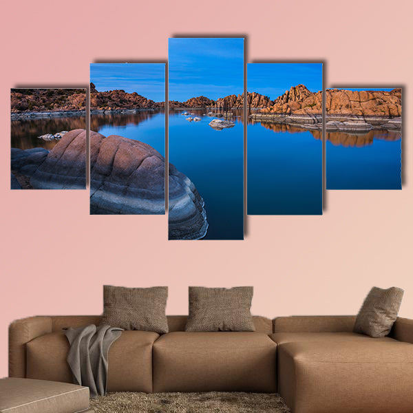Sunset above Watson Lake in Prescott, Arizona multi panel canvas wall art