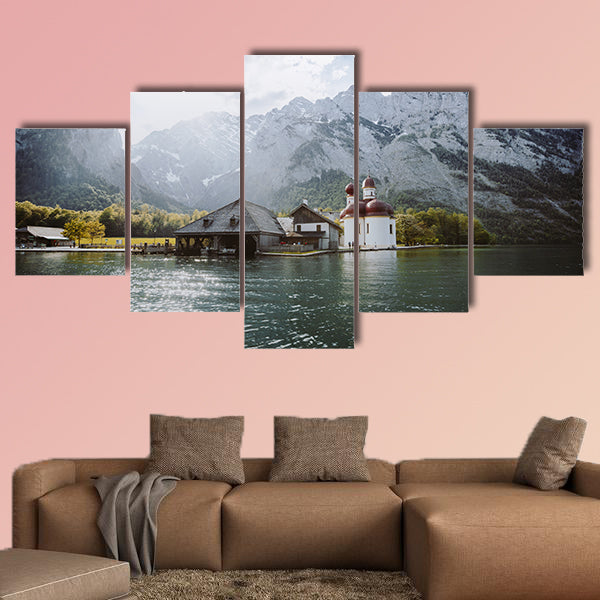 Classic panoramic view of Lake Konigssee multi panel canvas wall art