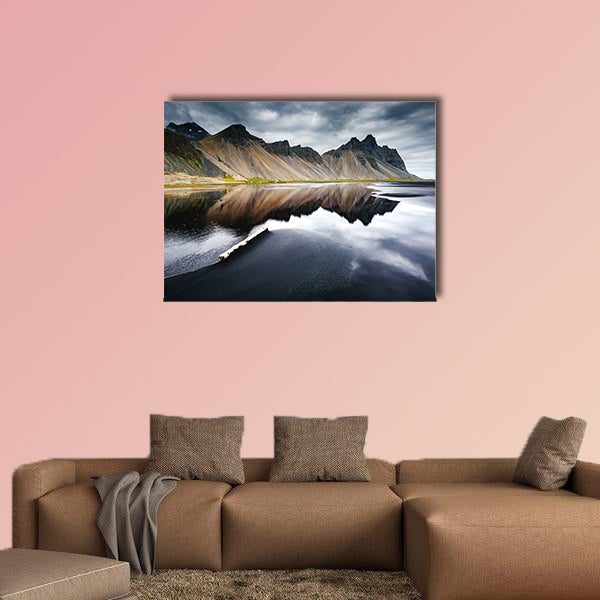 Beach with wet black sand multi panel canvas wall art