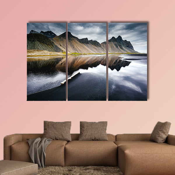 Beach with wet black sand multi panel canvas wall art