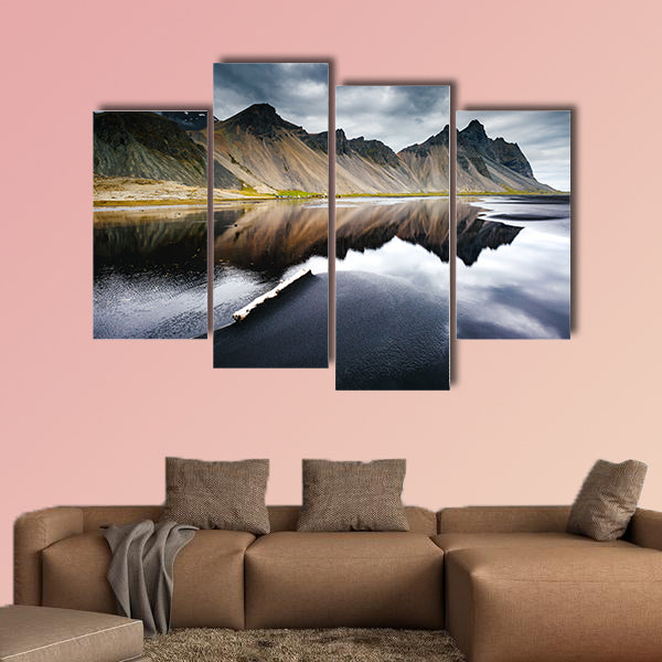 Beach with wet black sand multi panel canvas wall art