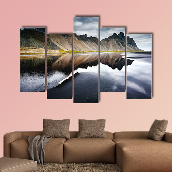 Beach with wet black sand multi panel canvas wall art