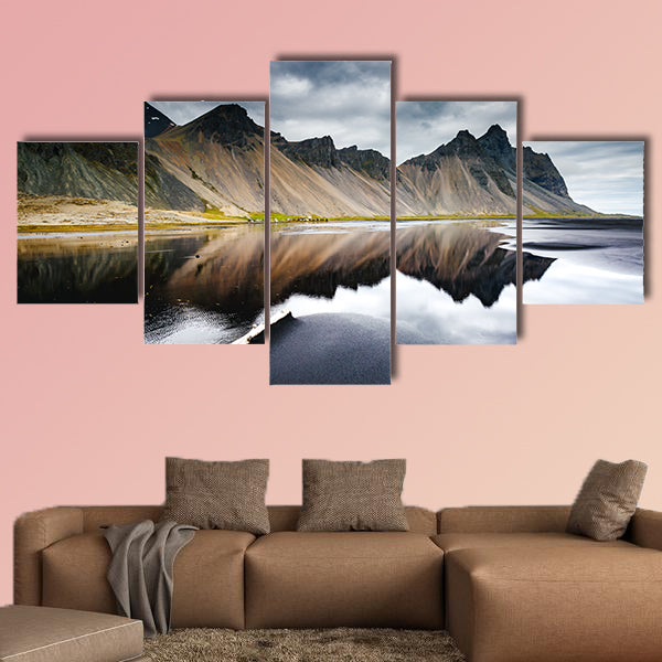 Beach with wet black sand multi panel canvas wall art