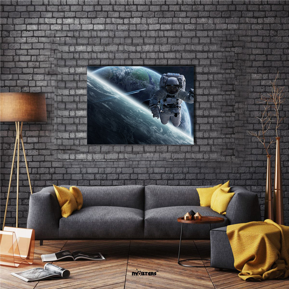 An Astronaut Flying In A 3D Movie All Way From The Space Multi Panel Canvas Wall Art