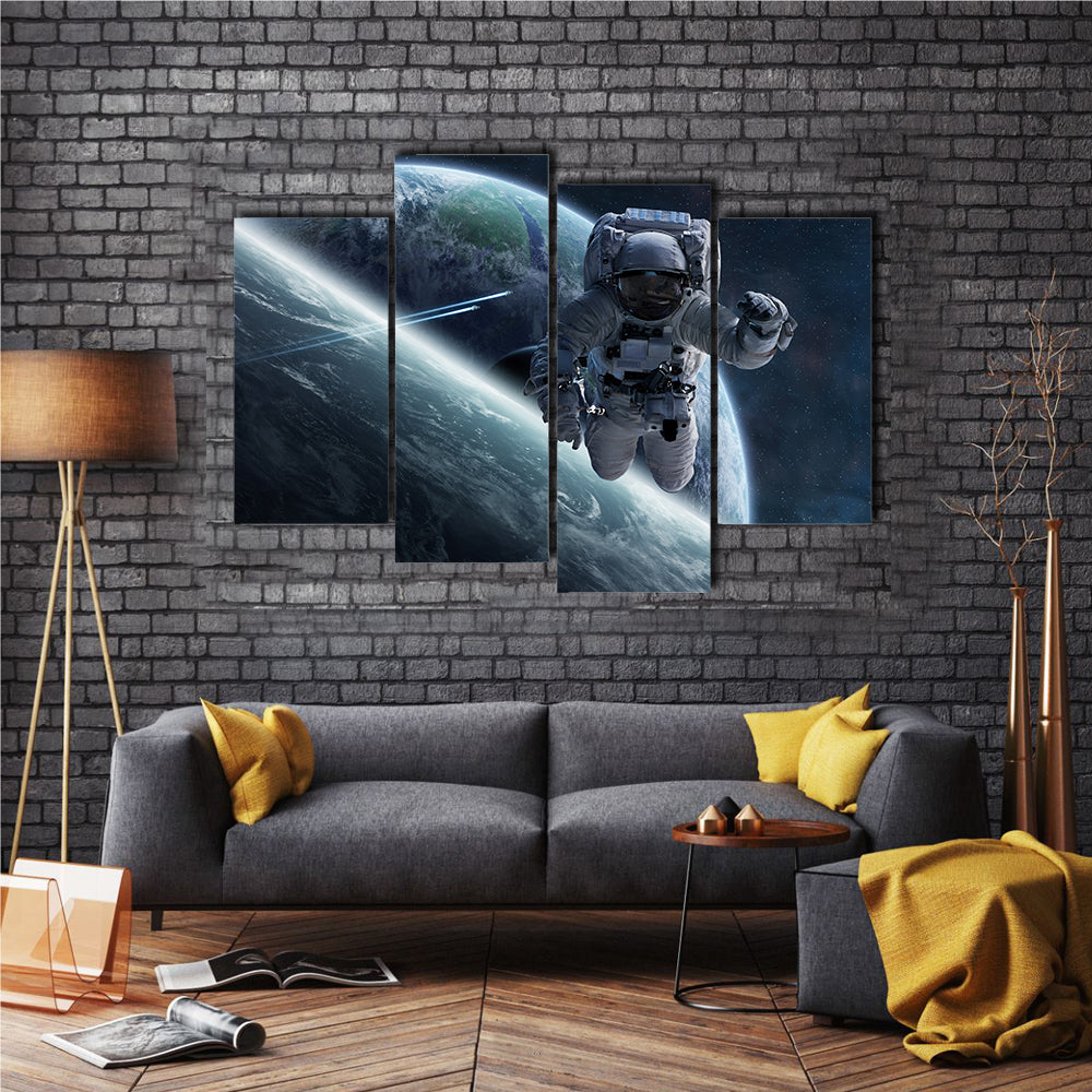 An Astronaut Flying In A 3D Movie All Way From The Space Multi Panel Canvas Wall Art