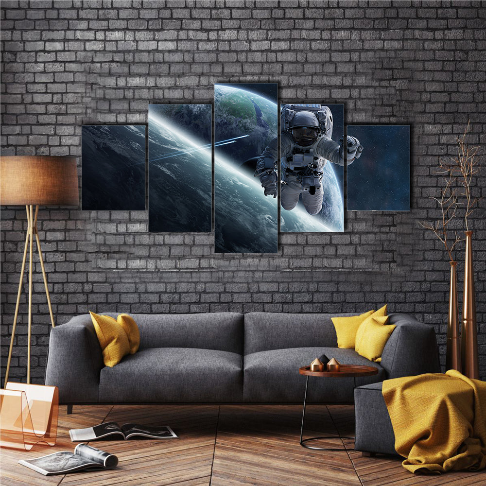 An Astronaut Flying In A 3D Movie All Way From The Space Multi Panel Canvas Wall Art