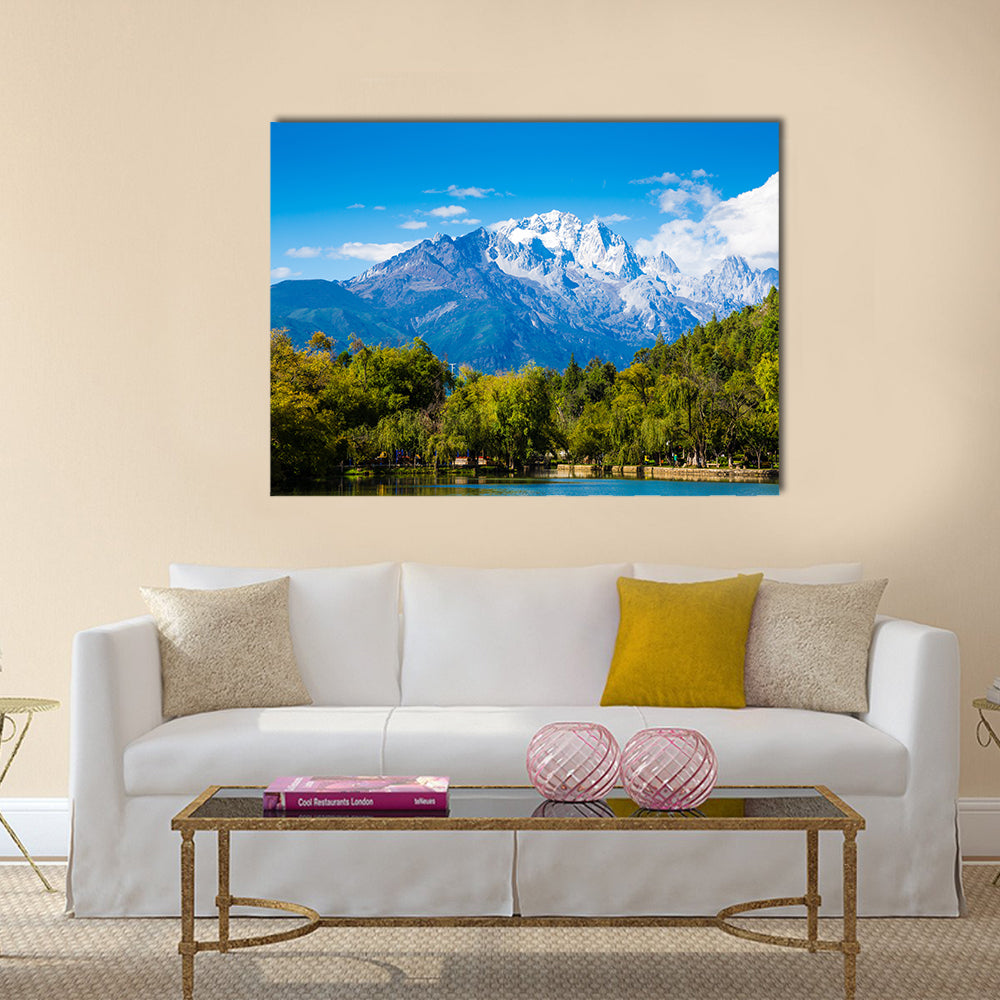 Black dragon Pool, Lijiang, Yunnan, China, Jade Dragon Snow Mountain Multi panel canvas wall art